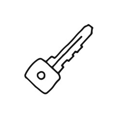 Poster - key to open the lock icon sketch. isolated object tool