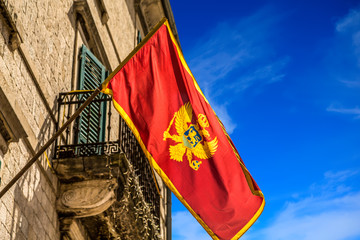 Wall Mural - Montenegro Flag Over Kotor