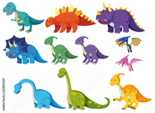 Set of cartoon dinosaurs Canvas Print