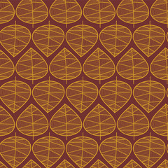 Wall Mural - Autumn leaves seamless vector background. Subtle abstract fall pattern. Vector repeating texture stylized leaf design. Seasonal art for digital paper, scrap booking, fabric, card, page fill, banners
