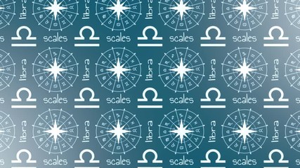 Wall Mural - From top to bottom moving backdrop textured by astrology sign The Scales. Loop background