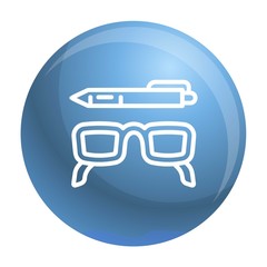 Poster - Glasses and pen icon. Outline glasses and pen vector icon for web design isolated on white background