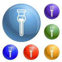 Poster - Modern test tube icons set vector 6 color isolated on white background