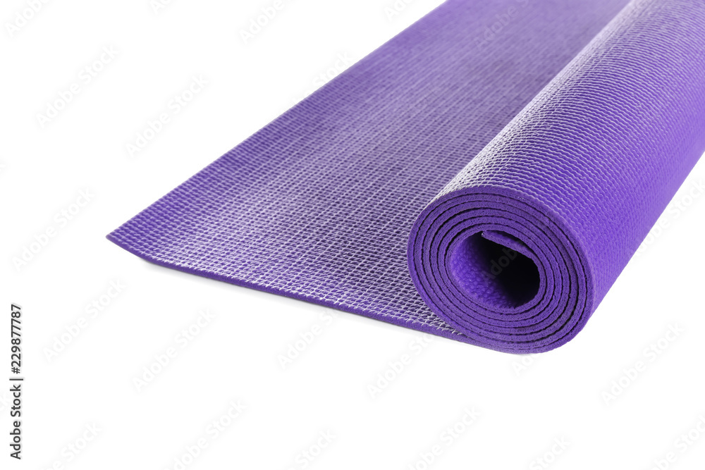 Color yoga mat on white background