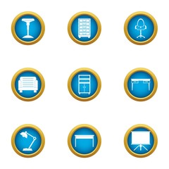 Poster - Reading place icons set. Flat set of 9 reading place vector icons for web isolated on white background