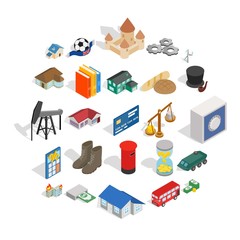 Poster - Investing in business icons set. Isometric set of 25 investing in business vector icons for web isolated on white background
