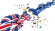 © sea and sun - european union chain broken shuttered brexit - 3d rendering