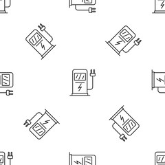 Poster - Electric car recharge station pattern seamless vector repeat geometric for any web design