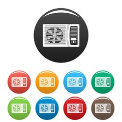 Poster - outdoor air conditioner fan icons set 9 color vector isolated on white for any design