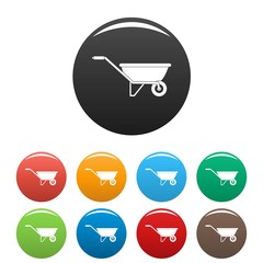 Poster - one wheel barrow icons set 9 color vector isolated on white for any design
