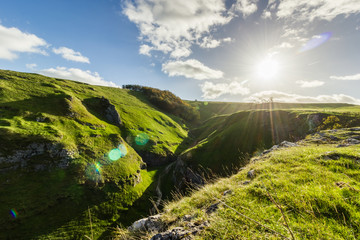 Peak District Valley with sun flare 2