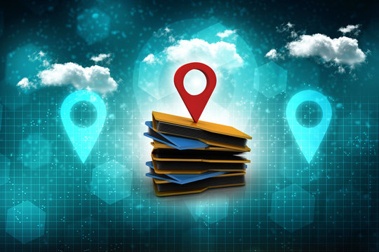 3d  rendering travel and navigation planning, concept with folder
