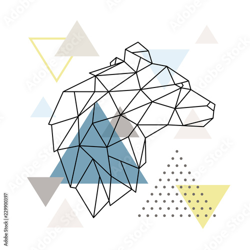 geometryczna-niedzwiedz-sylwetka-na-tle-trojkata-wieloboczne-wilk-godlo-ilustracji-wektorowych