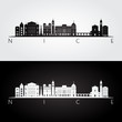 Nice skyline and landmarks silhouette, black and white design, vector illustration.