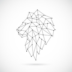  Geometric Lion silhouette. Image of Lion in the form of constellation. Vector illustration.