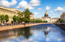 Saint Isaac Cathedral Across Moyka River, St Petersburg, Russia
