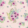 Seamless pattern in small pretty flowers. Poppy bouquets. Liberty style millefleurs. Floral background for textile, wallpaper, pattern fills, covers, surface, print, wrap, scrapbooking, decoupage.