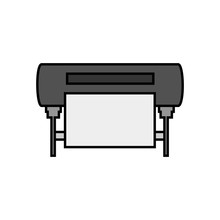 Vector line simple icon of plotter – inkjet printing machine for large formats