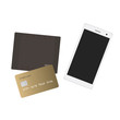 Online mobile payments, set of vector isolated flat design illustrations. Mobile phone, credit card and wallet