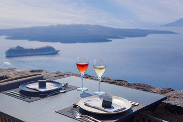 Wall Mural - Two glasses of wine on the table