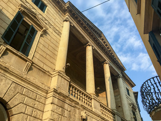 Wall Mural - La Loggia Arvedi Building built in 1816, in Verona, Italy by architect Giuseppe Barbieri for the silk producer Gian Antonio Arvedi. The loggia features Ionic columns and an elliptical balcony.