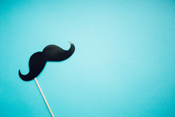 Paper Mustache on blue background, Prostate cancer awareness , Men health awareness month, cope space