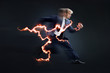 © Ulia Koltyrina - Fast business. Running businessman charged with lightning, concept