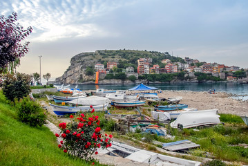 Wall Mural - Bartin, Turkey, 22 May 2013: Fishing boats at Amasra