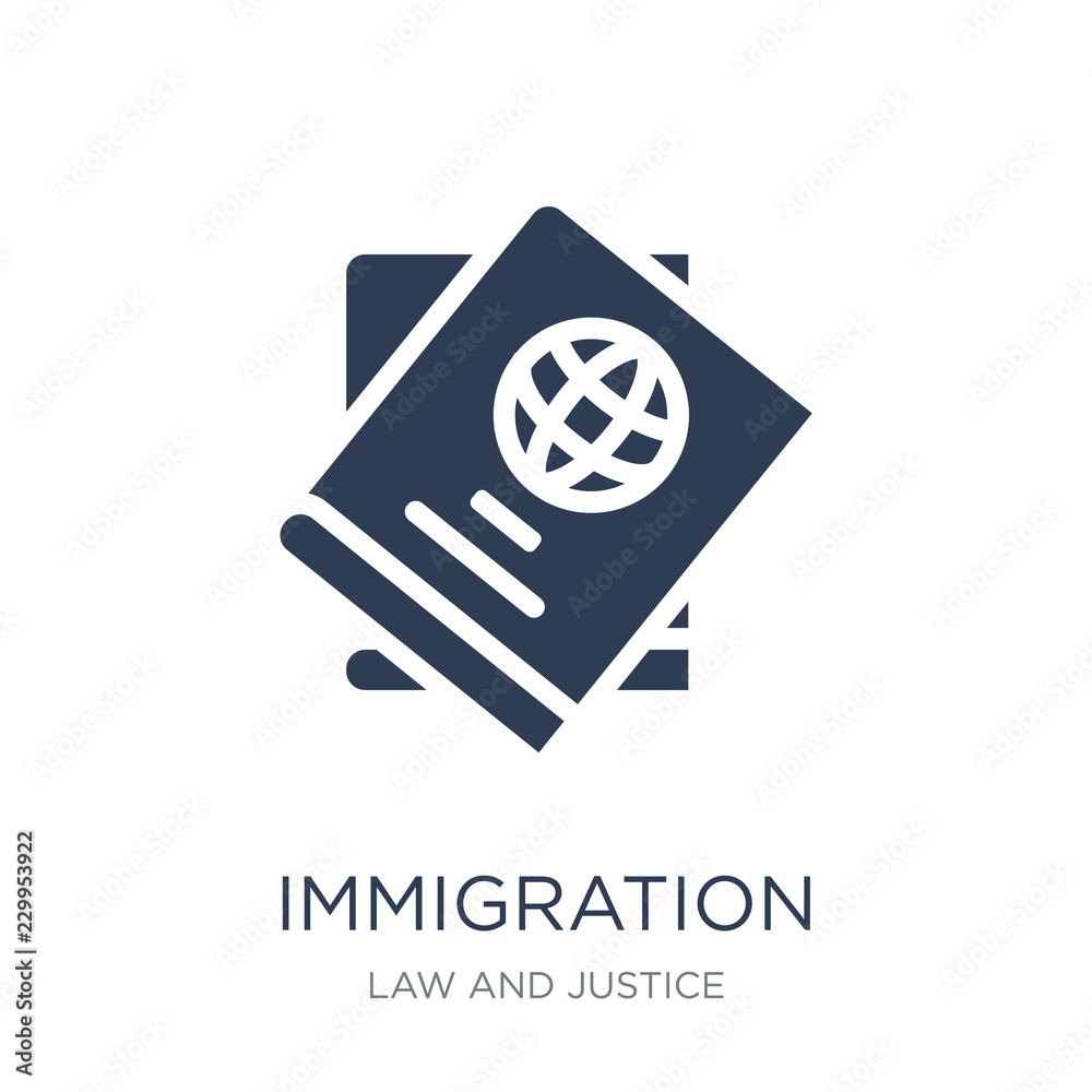Imigration Guide Icon immigration icon. Trendy flat vector immigration icon on white ...
