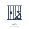 Jail icon. Trendy flat vector Jail icon on white background from law and justice collection