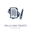 wills and trusts icon. Trendy flat vector wills and trusts icon on white background from law and justice collection