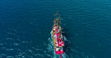 Poster - 4K Aerial Footage of boat on the sea