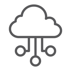 Fototapete - Cloud network line icon, internet and seo, connection sign, vector graphics, a linear pattern on a white background.