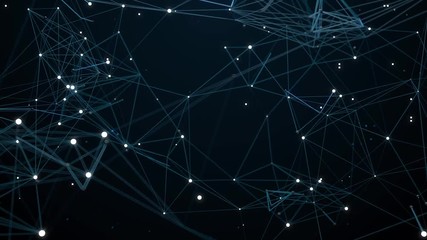 Poster - 3d render plexus like background. Technology and connection theme. Bright vertexes connected with thin lines. Loopable animation.