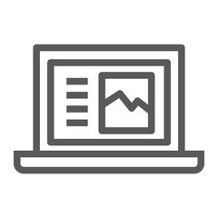 Fototapete - Laptop line icon, computer and digital, notebook sign, vector graphics, a linear pattern on a white background.