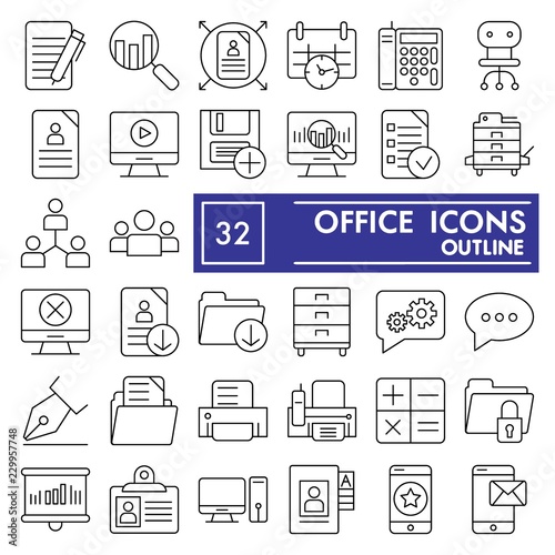 Office Thin Line Icon Set Workspace Symbols Collection Vector Sketches Logo Illustrations Work Signs Linear Pictograms Package Isolated On White Background Eps 10 Buy This Stock Vector And Explore Similar Vectors