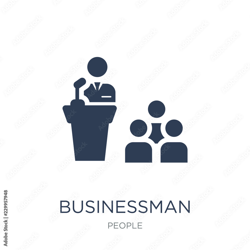 Businessman Giving a Lecture icon. Trendy flat vector Businessman ...