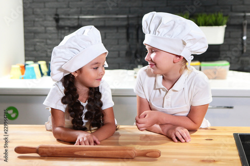 Boy And Girl In The Kitchen Playing Cook Children S Games In