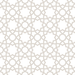 Wall Mural - Geometric floral light grey background, Arabic pattern, vector illustration