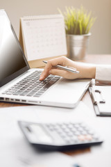 businesswoman working hands close up