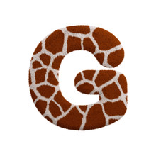 Giraffe Letter G - Upper-case 3d Fur Font - Safari, Wildlife Or Africa Concept