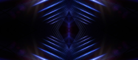Wall Mural - neon lines on a dark background. space background, lights space units. abstract neon background, cos