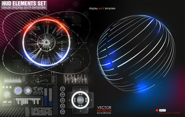 Poster - Hud elements,graph.Vector illustration.Head-up display elements for the web.