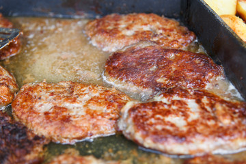 Process of cooking european traditional food.