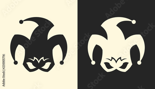 Photo  Jester or clown symbol. Angry joker sign icon.