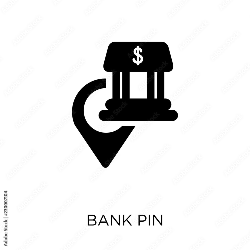 Bank Pin icon. Bank Pin symbol design from Maps and locations ...