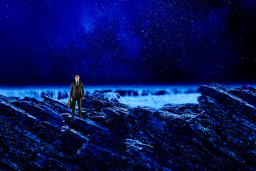 Wall Mural - businessman and cosmos concept
