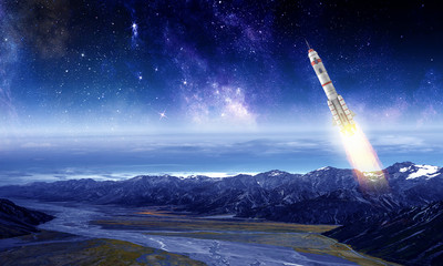Wall Mural - rocket space ship . mixed media