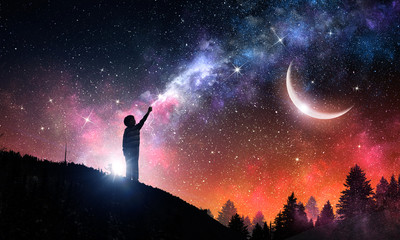 Wall Mural - stary clear night sky. mixed media