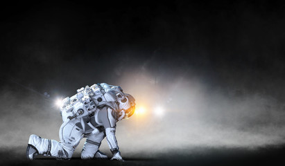 Wall Mural - astronaut starting to run. mixed media